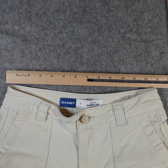 Old Navy Pants Womens 2 Barrel Leg High Rise Khaki Light Tan Cream - Picture 5 of 10